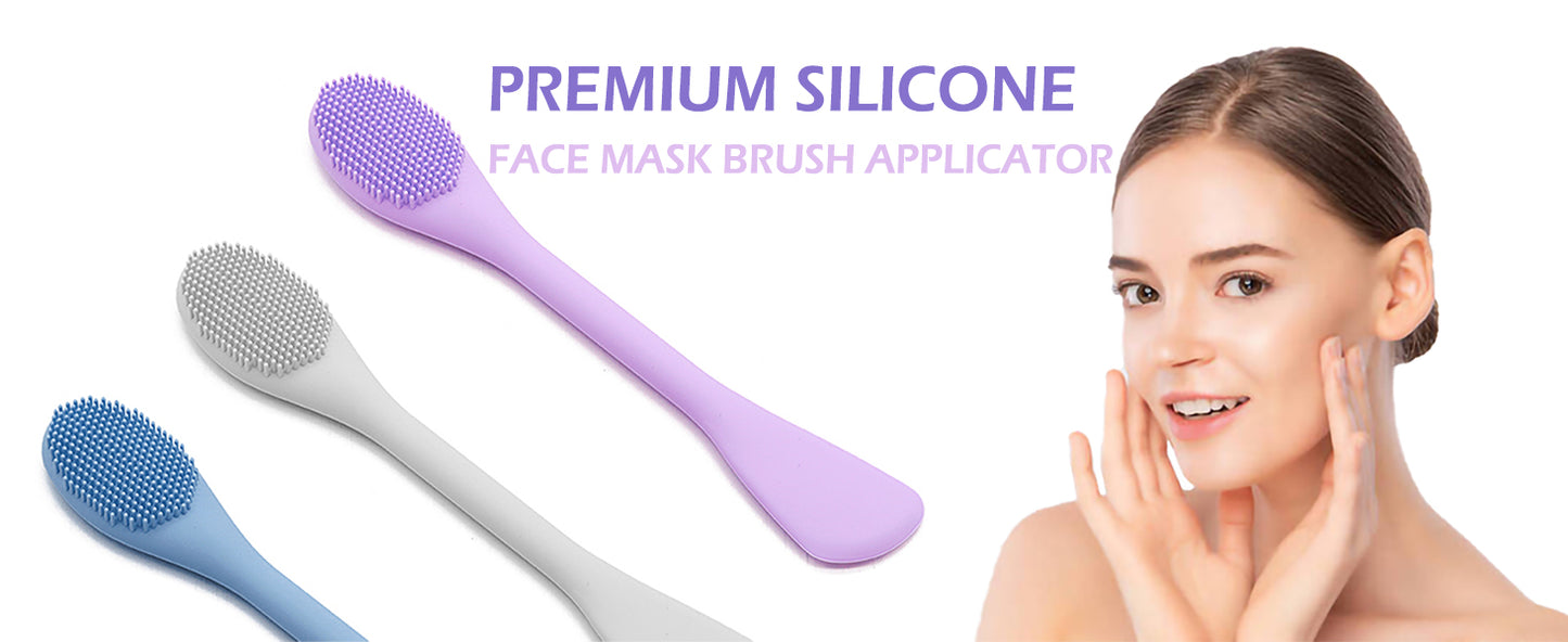 Zermet 1 Facial Cleansing Brush, 2 in 1 Silicone Face Mask Brush & Face Scrubber, For Exfoliating, Massaging, Remove Blackheads, Makeup Skincare Removal, Applicator for Mud, Clay, Body Lotion, DIY Mask