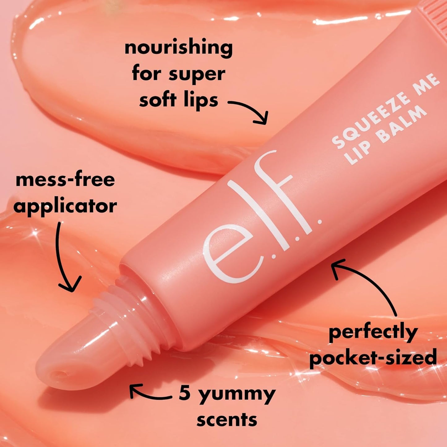 Zermet 1 e.l.f. Squeeze Me Lip Balm, Moisturizing Lip Balm For A Sheer Tint Of Color, Infused With Hyaluronic Acid, Vegan & Cruelty-free, Peach