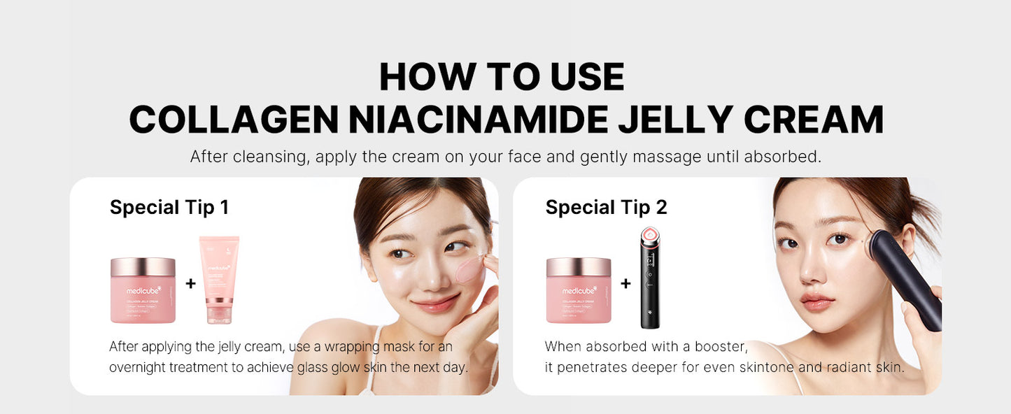 Zermet 1 Medicube Collagen Jelly Cream- Niacinamide & Freeze-Dried Hydrolyzed Collagen - Boosts skin's barrier hydration and gives 24h Glow & Lifted Look - Korean skincare (1.69 Fl Oz (Pack of 1))