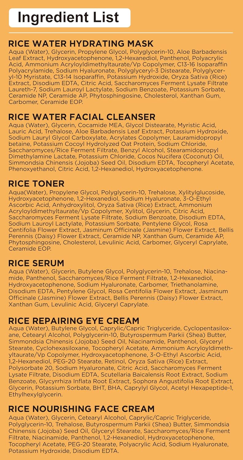 Zermet 1 Skin Care Set,Women Teen Glass Skincare Rice Water Hydrate Glow Repair Anti-Aging Facial Routine Kit Gift Set for Womens Mom Wife Teenager Girl Birthday Trendy Stuff Christmas Gifts Stocking Stuffers