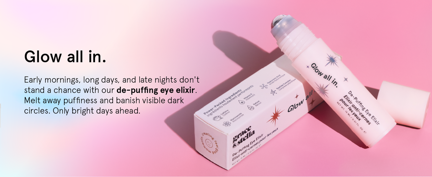 Zermet 1 grace & stella Award Winning Under Eye Brightener Roller - Airplane Travel Essentials - Retinol & Caffeine Eye Serum for Puffiness, Dark Circles, Wrinkles - Vegan Skincare (15ml / 0.51floz)