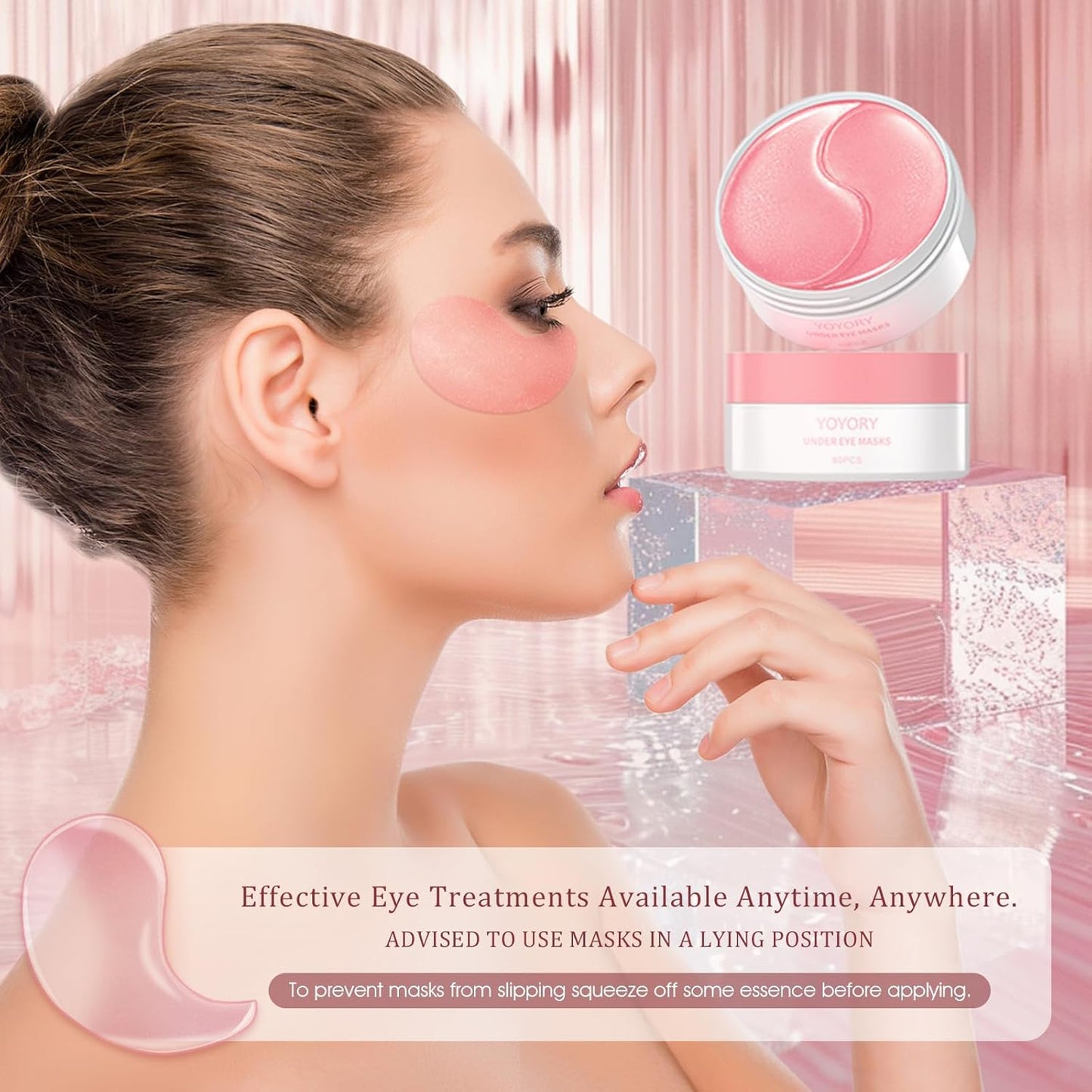 Zermet 1 Under Eye Patches Masks - for Dark Circles, Puffiness, Eye bags,and Fine Lines Smoothing Skin Care Treatment with Collagen and Hyaluronic Acid for Women and Men, (60 Pcs) Pink