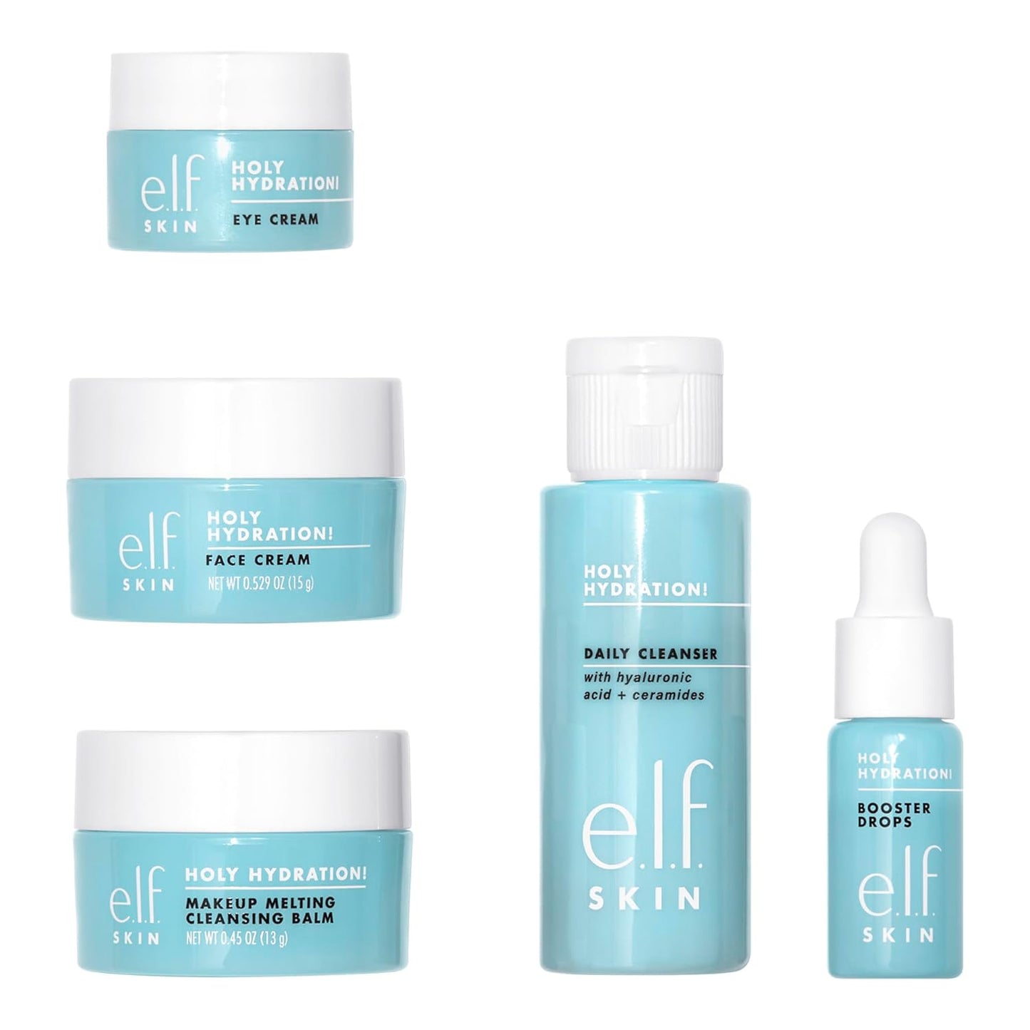 Zermet 1 e.l.f. SKIN Holy Hydration! Hydrated Ever After Skincare Mini Kit, Cleanser, Makeup Remover, Moisturiser & Eye Cream For Hydrating Skin, Airplane-Friendly Sizes