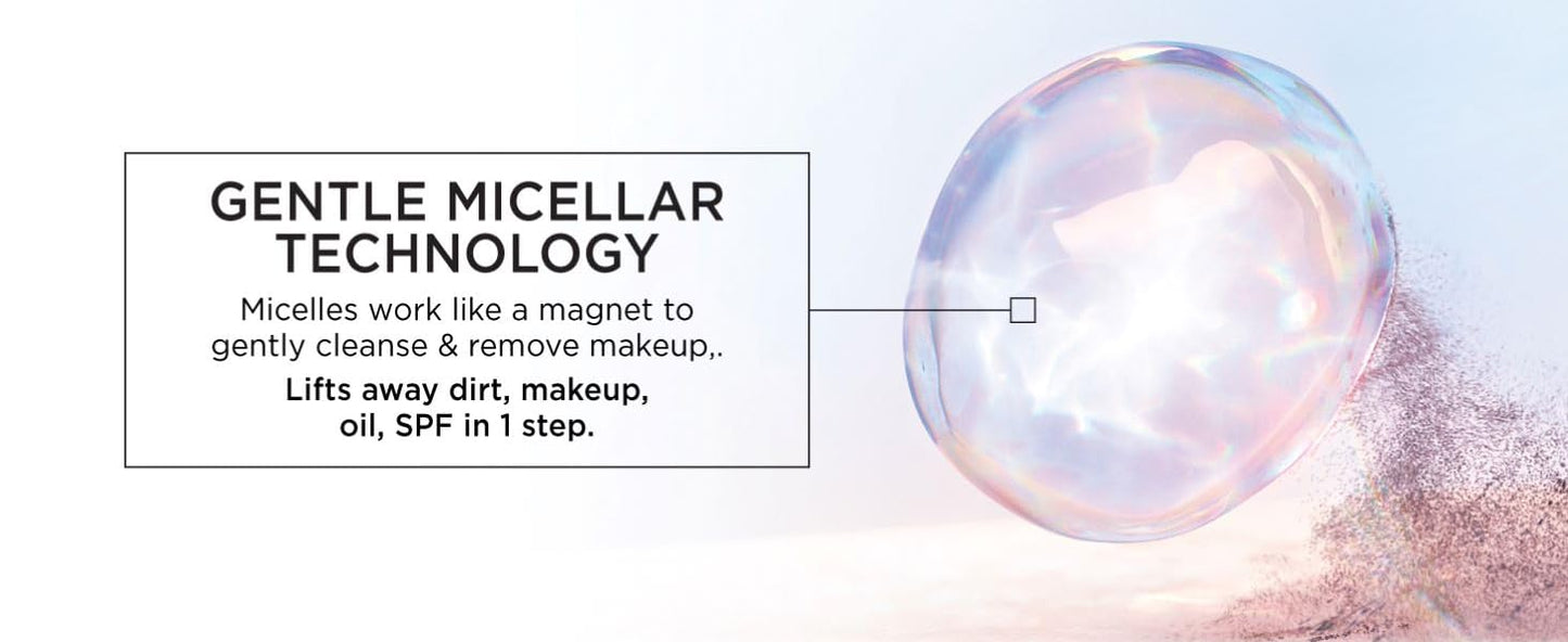 Zermet 1 Garnier Micellar Water, Hydrating Facial Cleanser & Makeup Remover, Suitable for Sensitive Skin, Vegan, Cruelty Free, 13.5 Fl Oz (400mL), 1 Count