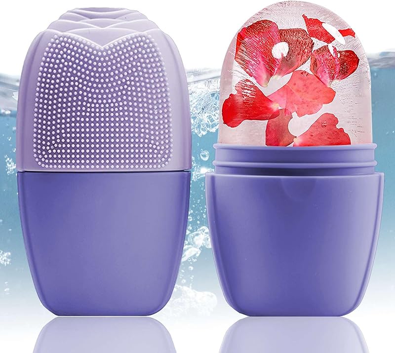 Zermet 1 XHJRI Ice Cube Roller Massager for Face, Eyes and Neck Naturally Conditioning and Skin Care,De-Puff Eye Bags,Reduce Migraine Pain,Reusable Massage Silicone Ice Mold (Pink)