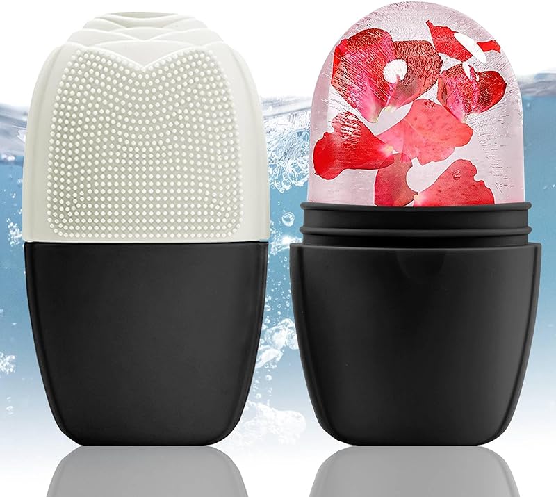 Zermet 1 XHJRI Ice Cube Roller Massager for Face, Eyes and Neck Naturally Conditioning and Skin Care,De-Puff Eye Bags,Reduce Migraine Pain,Reusable Massage Silicone Ice Mold (Pink)