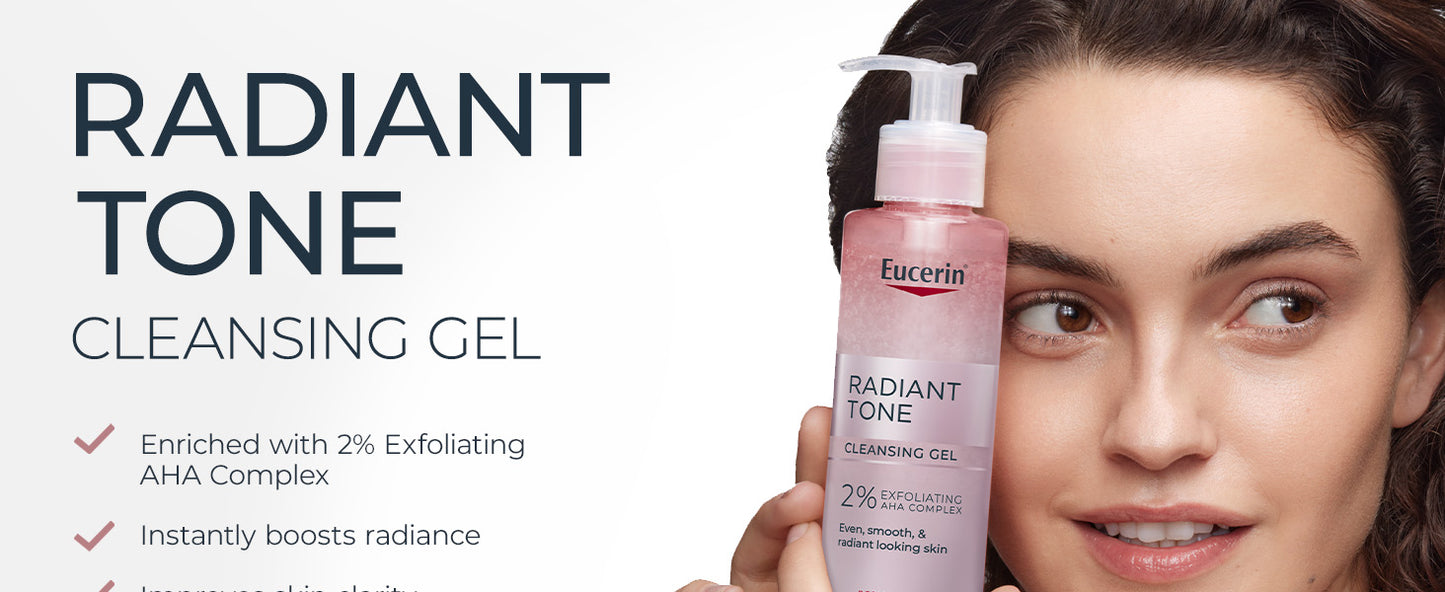 Zermet 1 Eucerin Radiant Tone Face Cleanser Gel with 2% Exfoliating AHA Complex, Gentle Face Wash Improves Skin Clarity and Boosts Radiance, All Skin Types, 6.8 Fl Oz Bottle