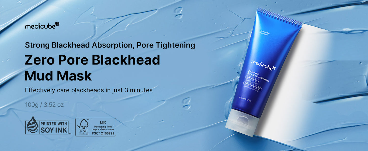 Zermet 1 Medicube Zero Pore Blackhead Mud Facial Mask - Skin Cooling & Pore Tightening - 3 Minute Quick Dry Formula with AHA, BHA, PHA, and Pore-Purifying Clay - Korean Mud Mask 3.52 oz