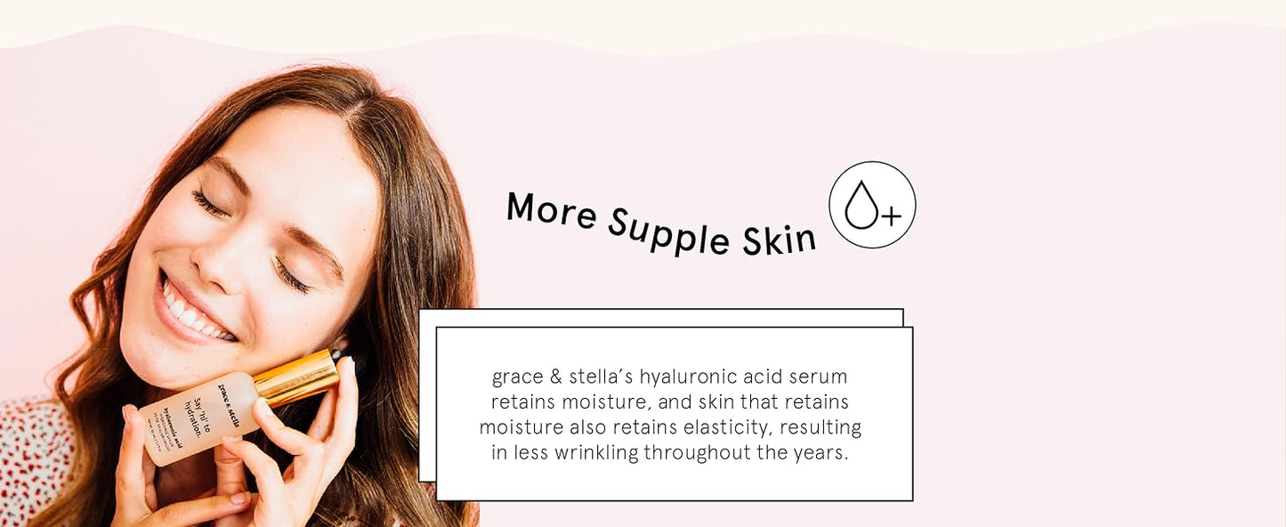 Zermet 1 grace & stella Award Winning Hyaluronic Acid Serum (50ml/1.7 fl oz) Hydrating Hyaluronic Acid Serum for Face - Acido Hialuronico for Women - Remove Fine Lines, Wrinkles, Anti Aging - Vegan Skincare