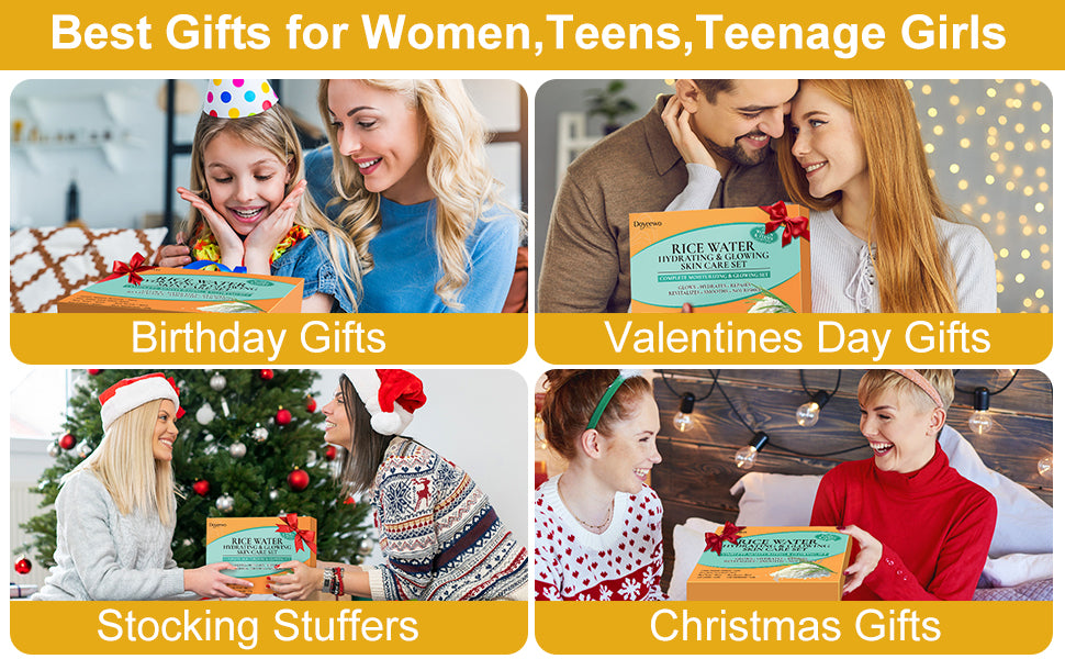 Zermet 1 Skin Care Set,Women Teen Glass Skincare Rice Water Hydrate Glow Repair Anti-Aging Facial Routine Kit Gift Set for Womens Mom Wife Teenager Girl Birthday Trendy Stuff Christmas Gifts Stocking Stuffers