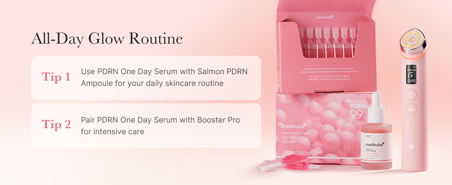 Zermet 1 medicube Salmon DNA Zermet 1  Pink One Day Serum | 99% Salmon DNA Zermet 1  Intensive Ampoule, Collagen, Glutathione, Hyaluronic Acid - Improves skin radiance | Korean skincare 0.05 fl.oz x 10e