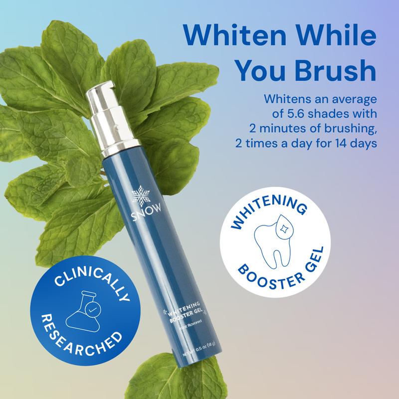 SNOW Daily Toothpaste Teeth Whitening Booster Gel Oral Brush | Gentle & Safe on Enamel | Safe at-Home Dental Hygiene | Tooth Care for a Whiter Smile