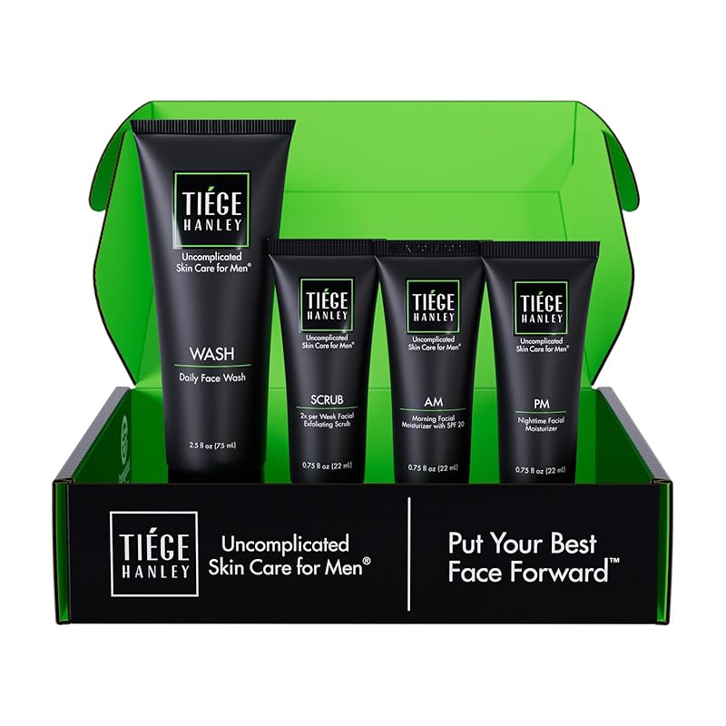 Zermet 1 Tiege Hanley Men’s Skin Care Set, Advanced Routine (System Level 2) – Face Wash, Scrub, Moisturizer & Eye Cream for Fine Lines, Under-Eye Bags Correction, Smoother Skin Texture