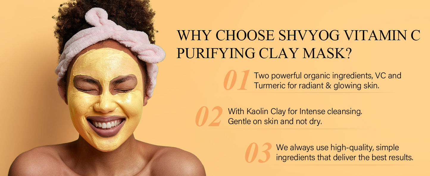 Zermet 1 Vitamin C Face Mask with Kaolin Clay and Turmeric for Dark Spots, Dull Skin, Skincare Facial Mask for Controlling Oil and Refining Pores 5.29 Oz