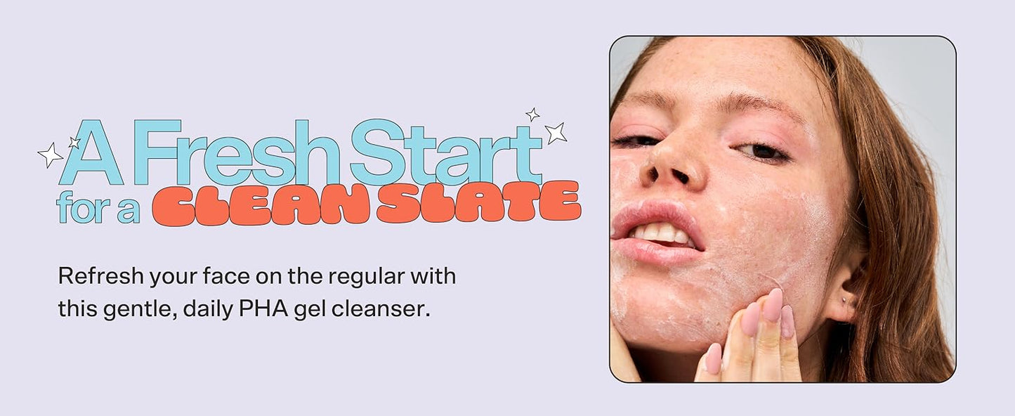 Zermet 1 Zermet 1 Skincare Fresh Start Gel Face Wash - Gentle PHA Exfoliating Facial Cleanser to Reduce Oil + De-Clog Pores - Daily Face Cleanser with Aloe Vera to Soothe Sensitive Skin - Vegan Skin Care (125ml)