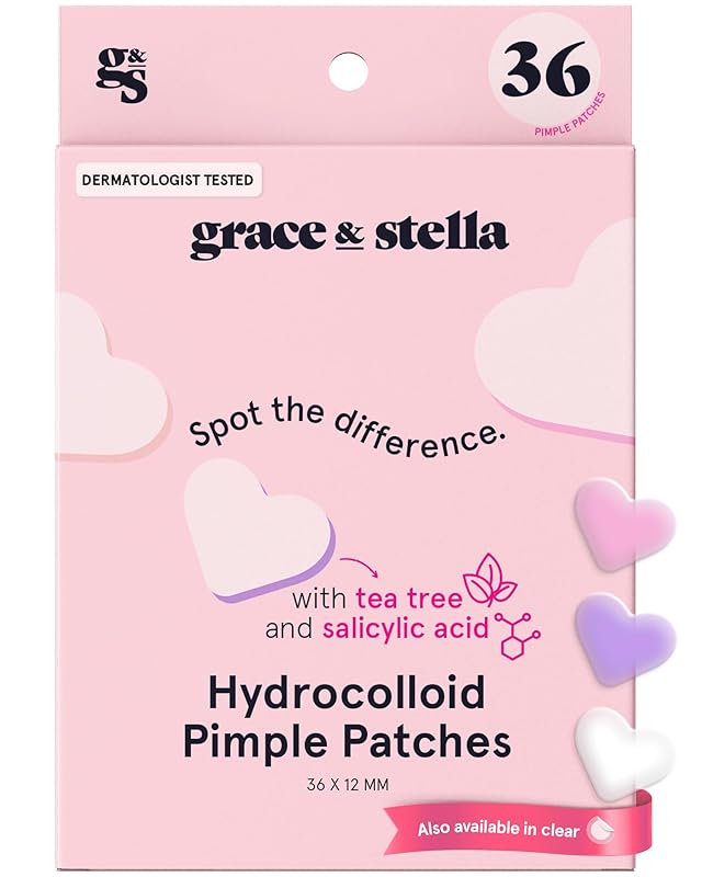 Zermet 1 grace & stella Award Winning Pore Strip - Pimple Patches for Face - Hydrocolloid Acne Patches - Absorbs Zits, Reduces Redness - Cute Patches Dermatologist-Tested, Vegan (Multishape, 36 Count)