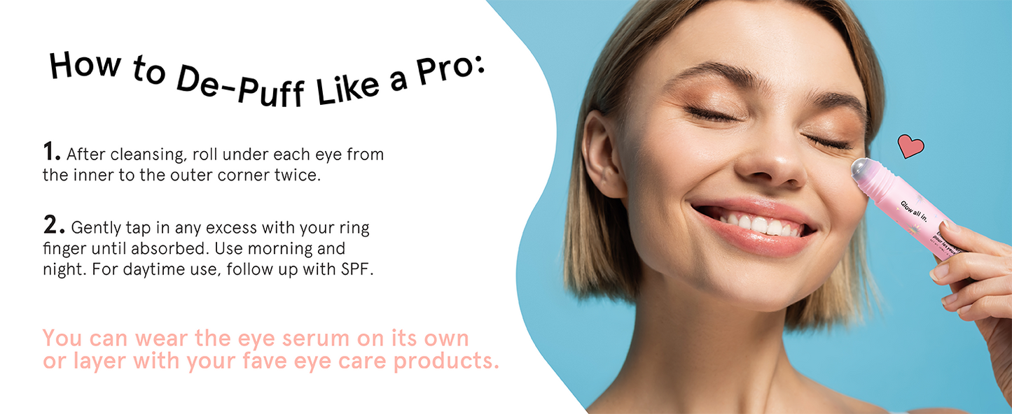 Zermet 1 grace & stella Award Winning Under Eye Brightener Roller - Airplane Travel Essentials - Retinol & Caffeine Eye Serum for Puffiness, Dark Circles, Wrinkles - Vegan Skincare (15ml / 0.51floz)