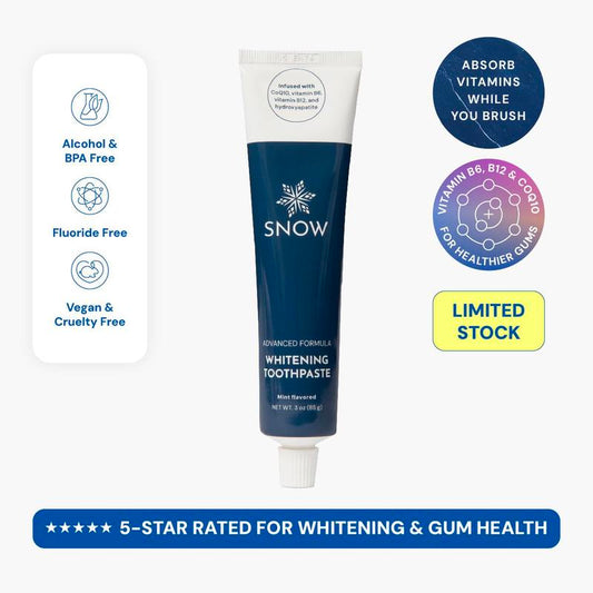SNOW Vitamin Infused Whitening Toothpaste | Formulated with Hydroxyapatite, CoQ10, Vitamins B12 and B6 | Lavender Flavor