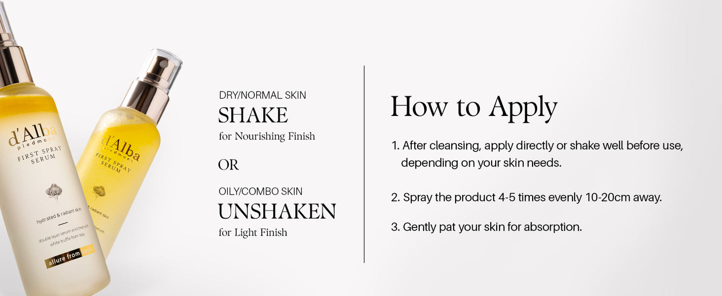 Zermet 1 d'alba Piedmont Italian White Truffle First Spray Serum, Vegan Skin Care, Light-weight Face Moisturizer, Glow Serum for Radiant Skin, Non Comedogenic, All In One Mist, Korean Skin Care (3.38 fl oz.)