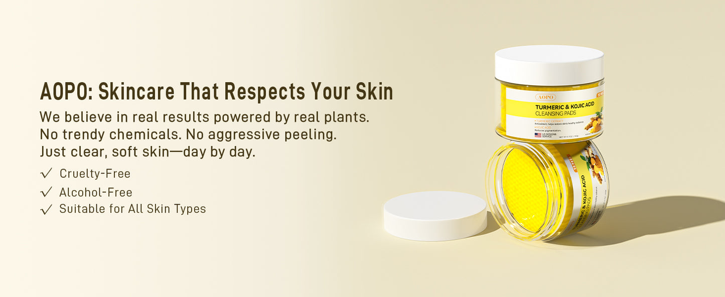 Zermet 1 Kojic Acid and Turmeric Cleansing Pads, 50 Pcs, for Face Cleansing and Exfoliation