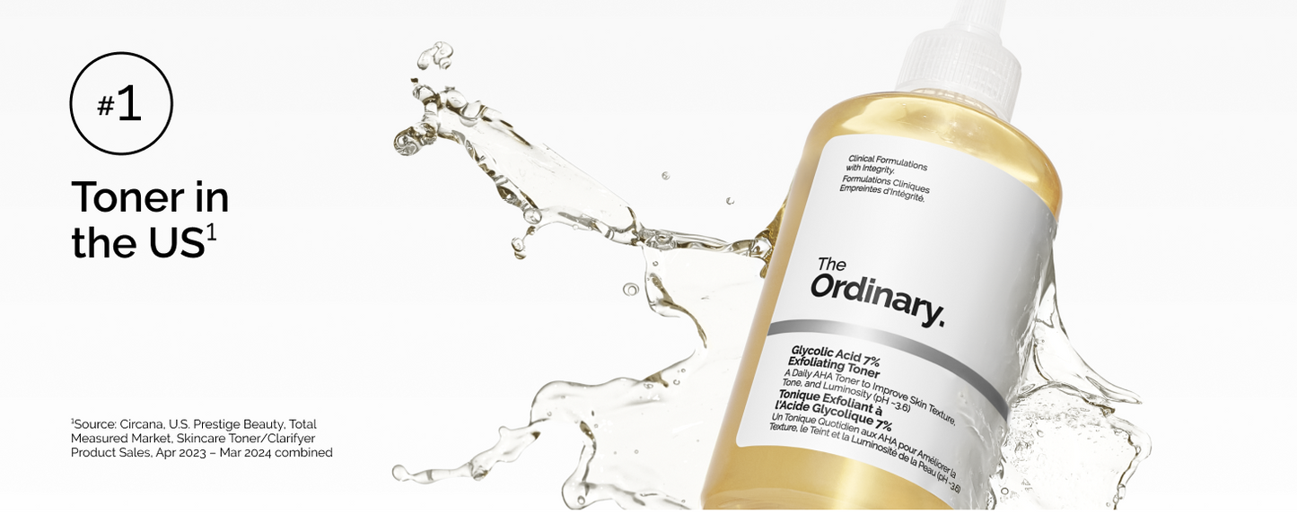 Zermet 1 The Ordinary Glycolic Acid 7% Exfoliating Toner, Brightening and Smoothing Daily Toner for More Even-Looking Skin Tone