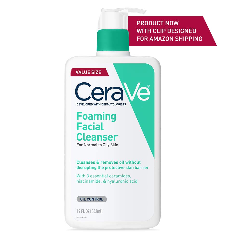 Zermet 1 CeraVe Foaming Facial Cleanser, Daily Face Wash for Oily Skin, Hyaluronic Acid + Ceramides + Niacinamide, Fragrance Free & Paraben Free, Non-Drying Oil Control Face Wash, 19 Fluid Ounce
