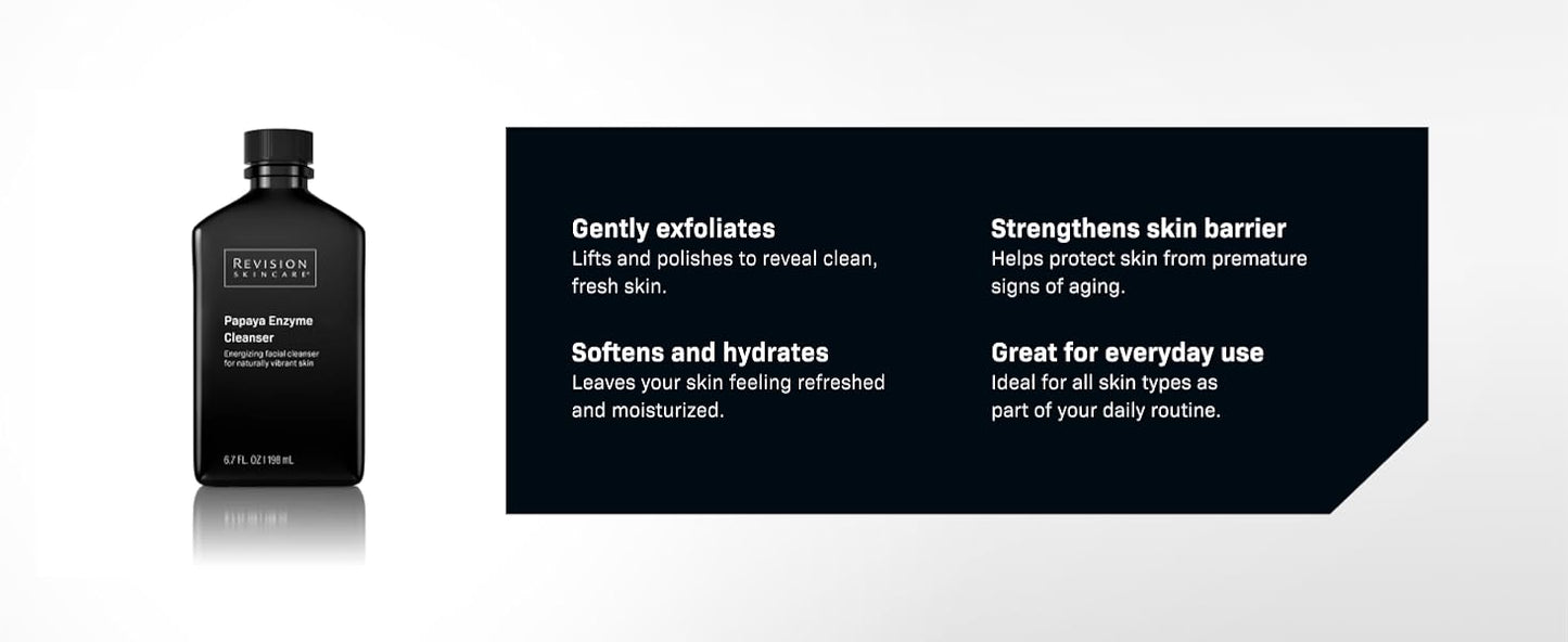 Zermet 1 Revision Skincare Papaya Enzyme Cleanser, Energizing Facial Cleanser with Salicylic Acid, Soothing and Exfoliating