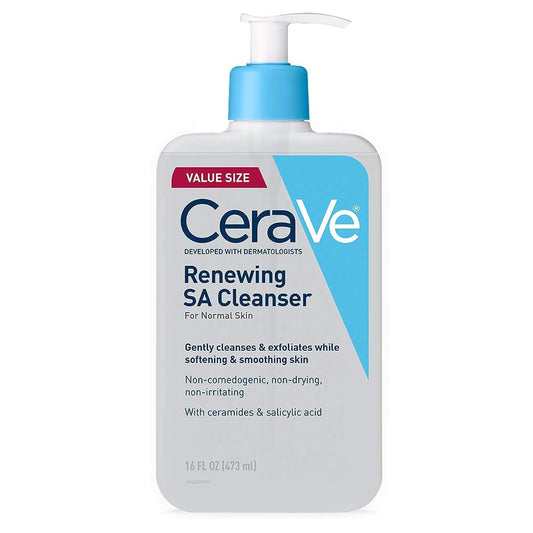 Zermet 1 CeraVe Renewing Salicylic Acid Cleanser, Formulated With Hyaluronic Acid, Niacinamide, & Ceramides, Gentle BHA Exfoliating Face Wash Smooths & Softens Skin, Non Comedogenic & Fragrance Free, 16 Ounce