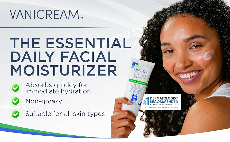 Zermet 1 Vanicream Daily Facial Moisturizer With Ceramides and Hyaluronic Acid - Formulated Without Common Irritants for Those with Sensitive Skin, 3 fl oz (Pack of 1)