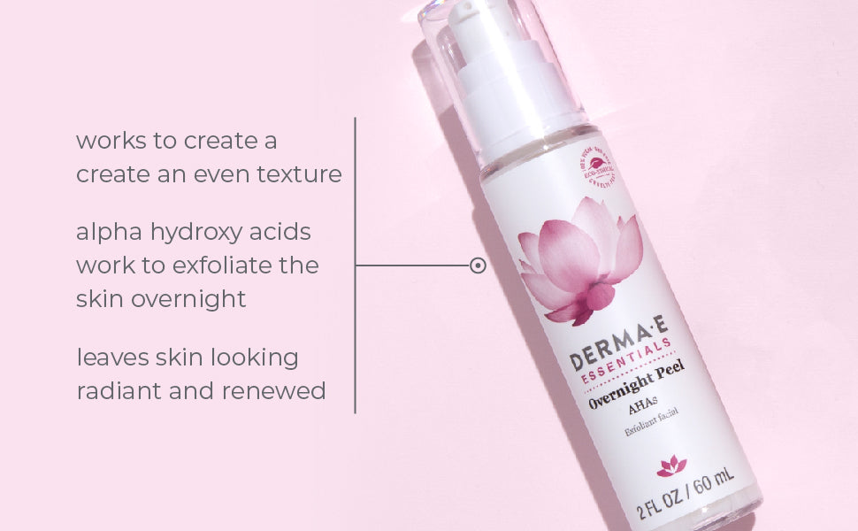 Zermet 1 DERMA E Essentials Overnight Peel – Vegan, Gluten-Free Nourishing Facial Exfoliant with Alpha Hydroxy Acid and Lactic Acid, 2 fl oz