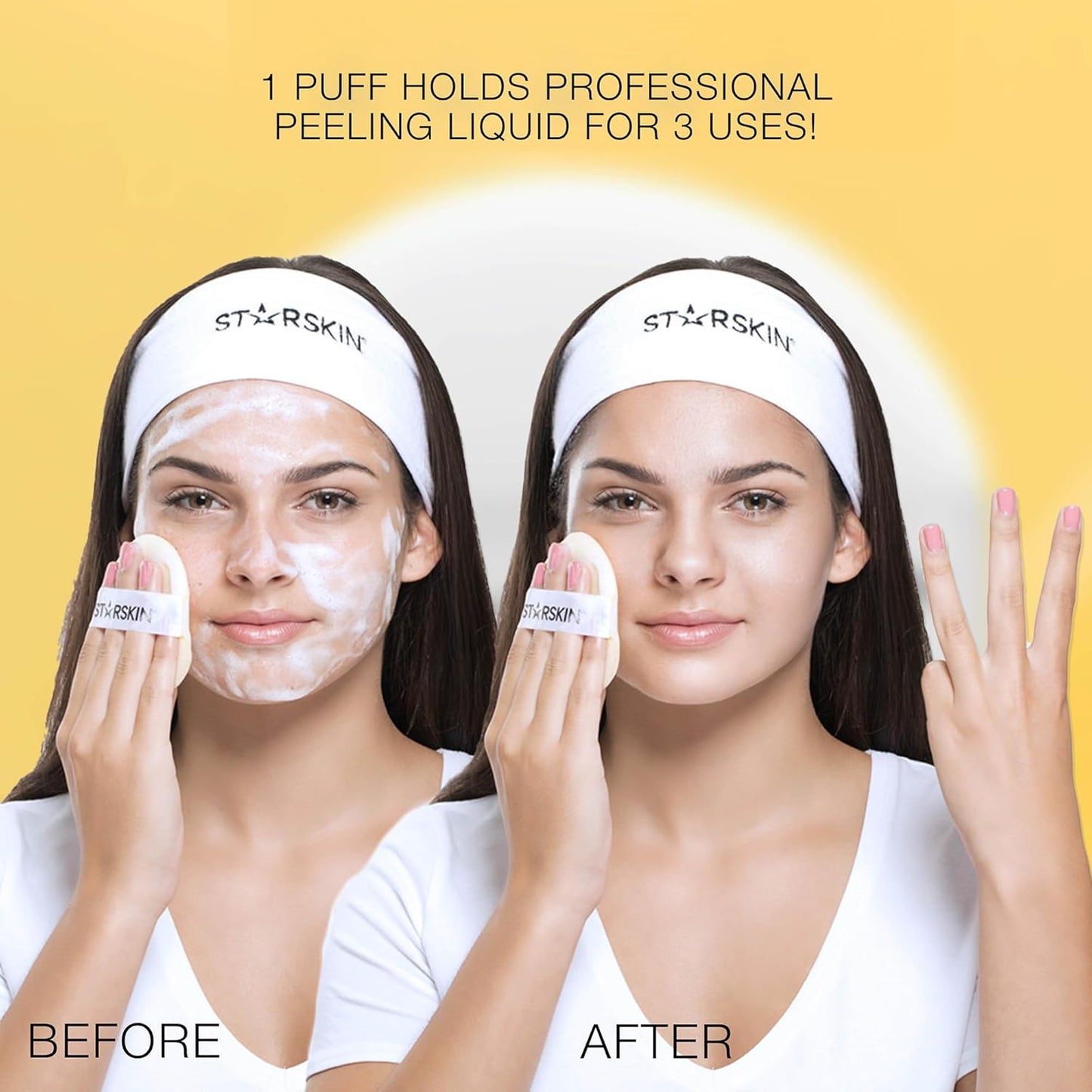 Zermet 1 STARSKIN Glowstar, Facial Radiance Pads with Lactic and Glycolic Acid, AHA Exfoliant infused with Vitamin C Serum, Face Peeling Puff, Optimal for Soft Scrub, K Beauty Skincare