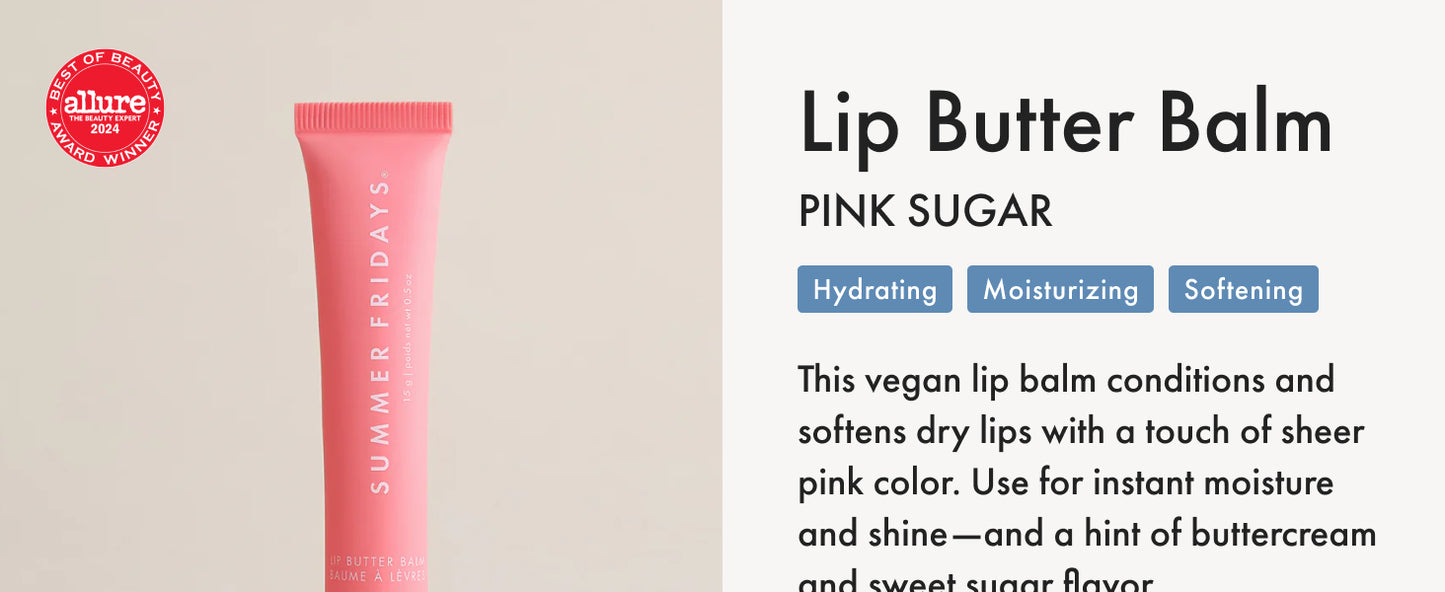 Zermet 1 Summer Fridays Tinted Lip Butter Balm - Conditioning Vegan Lip Balm for Instant Moisture, Shine & Hydration - Sheer-Tinted, Soothing Skincare - Pink Sugar (.5 Oz)