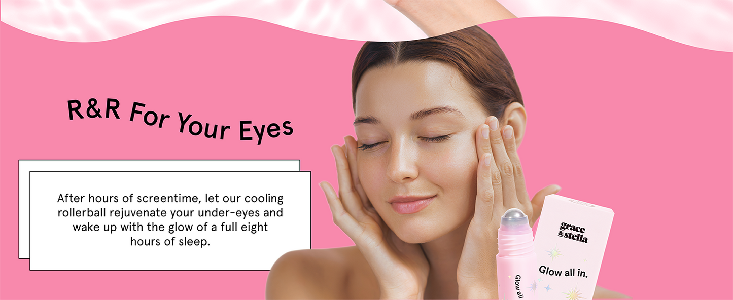 Zermet 1 grace & stella Award Winning Under Eye Brightener Roller - Airplane Travel Essentials - Retinol & Caffeine Eye Serum for Puffiness, Dark Circles, Wrinkles - Vegan Skincare (15ml / 0.51floz)