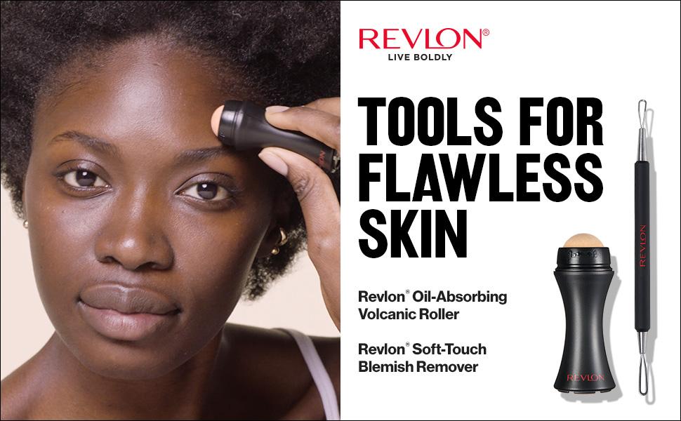 Zermet 1 Revlon Face Roller, Oily Skin Control for Makeup, Oil Absorbing, Volcanic Reusable Facial Skincare Tool for At-Home or On-the-Go Mini Massage, 1 Count