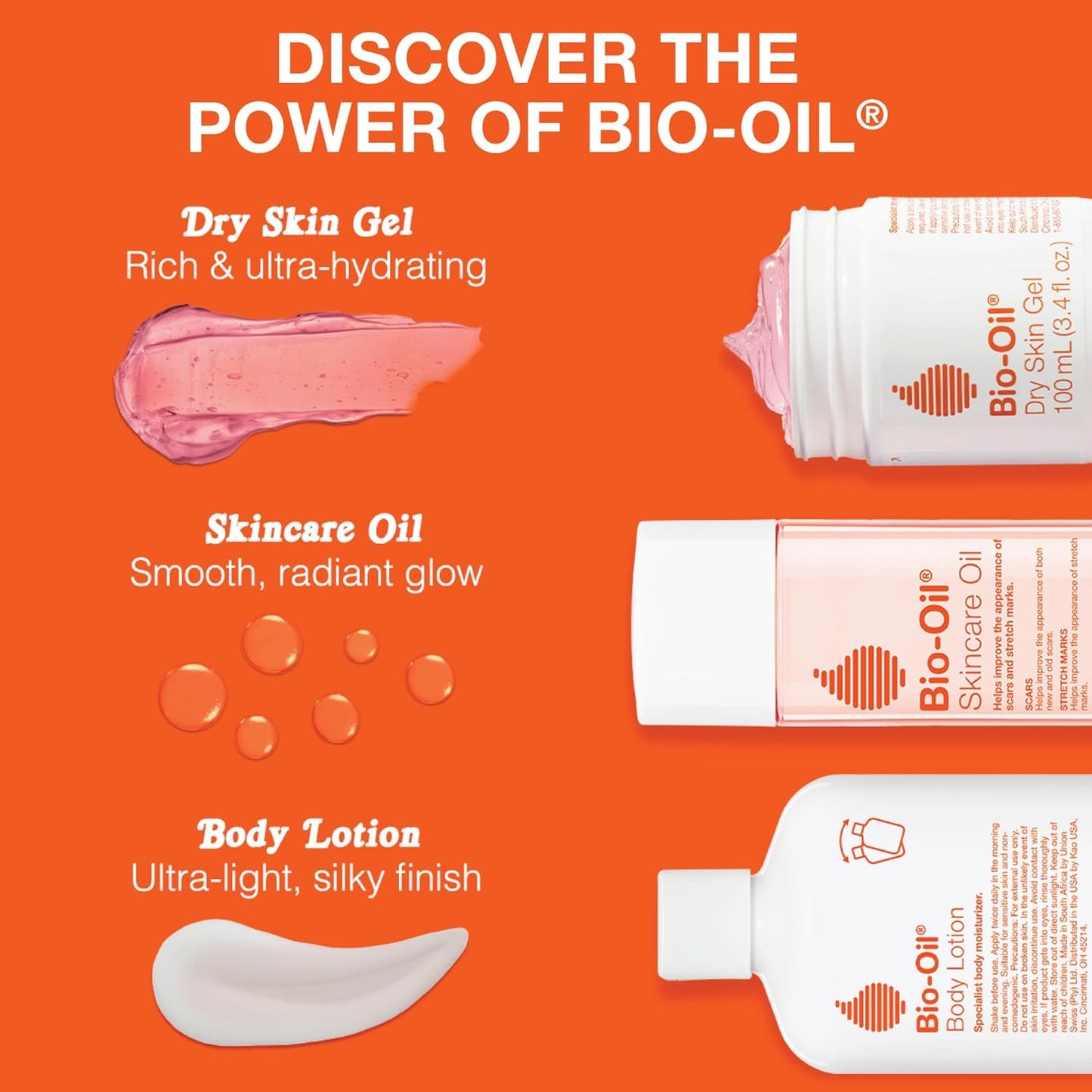 Zermet 1 Bio-Oil Skincare Set for Scars, Stretch Marks, and Dry Skin, 3 Pc Travel Size Kit Includes Skin Care Oil (2 oz), Dry Skin Gel (1.7 oz), and Body Lotion (5.7 oz), Pregnancy and Maternity Stretch Marks