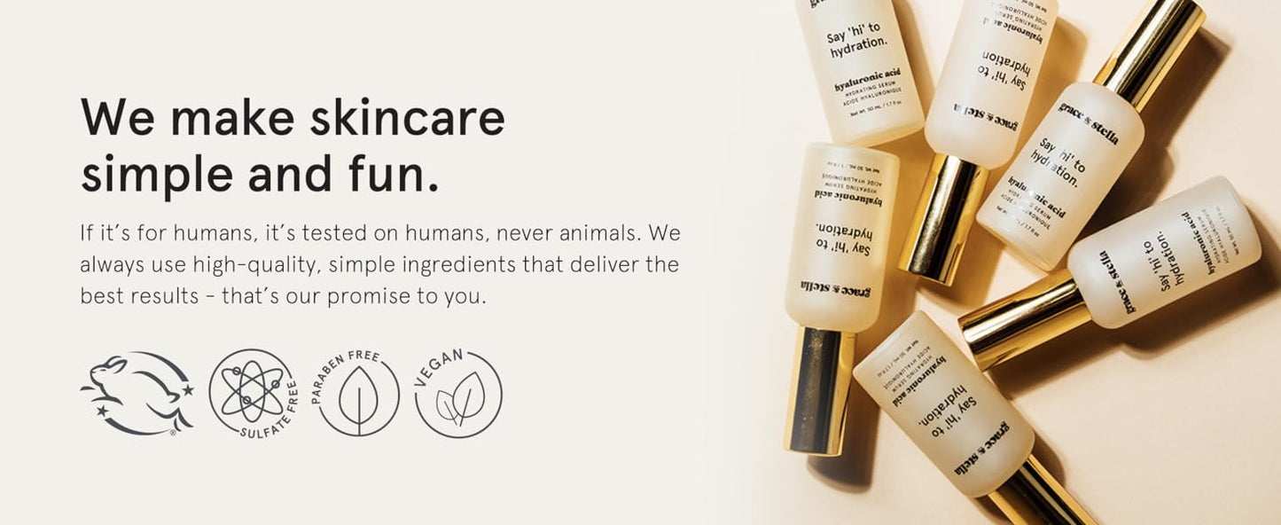 Zermet 1 grace & stella Award Winning Hyaluronic Acid Serum (50ml/1.7 fl oz) Hydrating Hyaluronic Acid Serum for Face - Acido Hialuronico for Women - Remove Fine Lines, Wrinkles, Anti Aging - Vegan Skincare