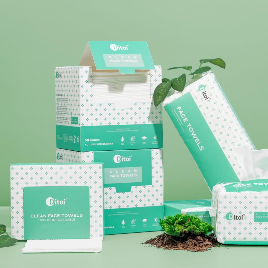 Zermet 1 Face Towels, 10"×12" Disposable Face Towel, Face Towelettes XL, Ultra Soft Makeup Remover Dry Wipes, Thick Face Towel for Sensitive Skin, 50 Count (1 Pack)