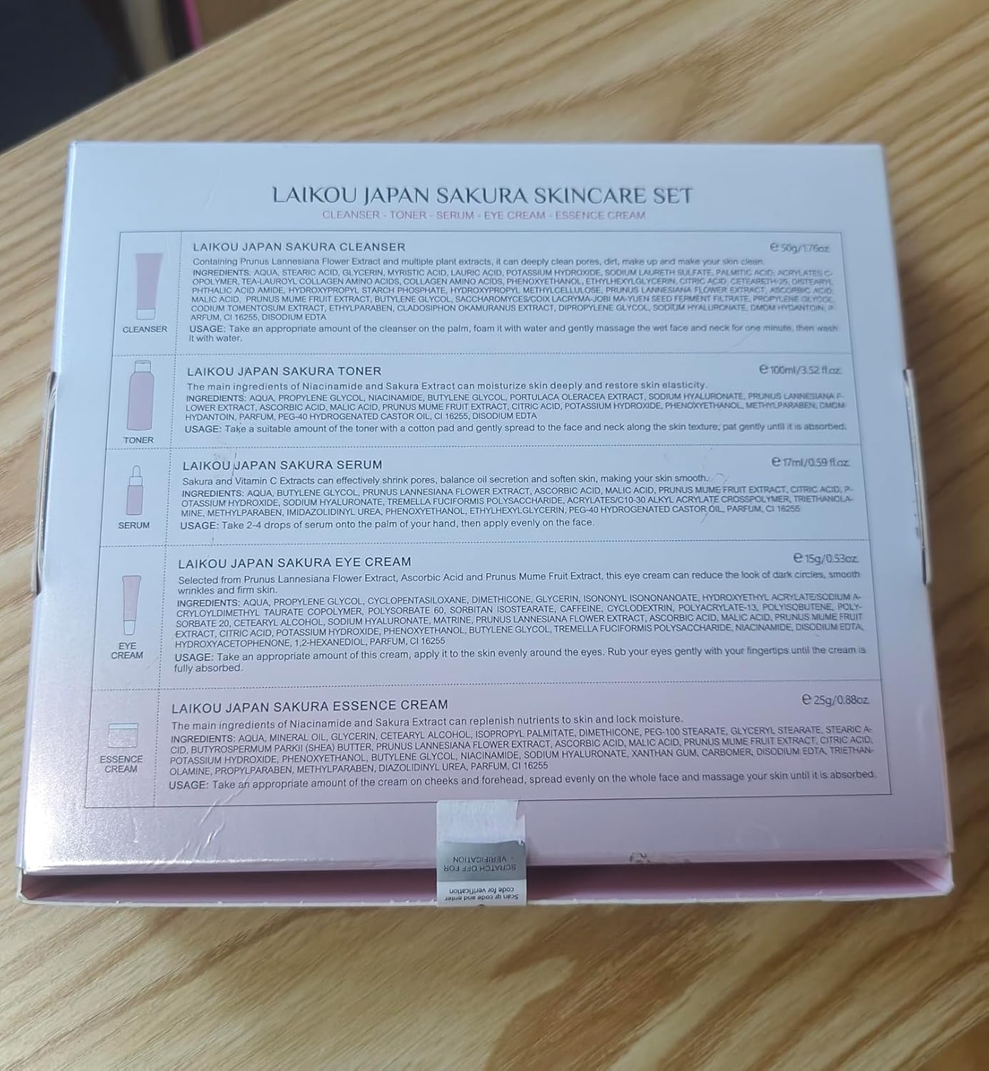 Zermet 1 Sakura Skincare Kit for Teenage Girls Women, 5Pcs Skin Care Travel Present Set with Cleanser, Toner, Serum, Eye Cream, Face Cream