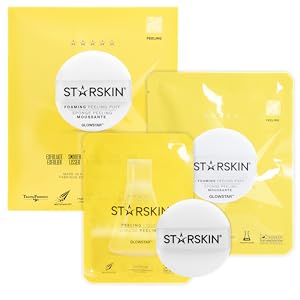 Zermet 1 STARSKIN Glowstar, Facial Radiance Pads with Lactic and Glycolic Acid, AHA Exfoliant infused with Vitamin C Serum, Face Peeling Puff, Optimal for Soft Scrub, K Beauty Skincare