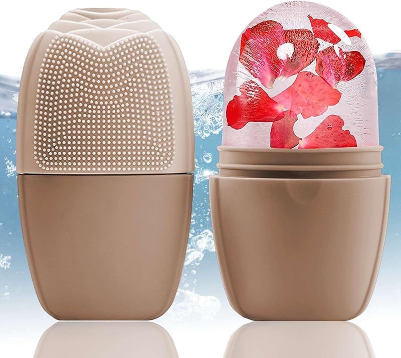 Zermet 1 XHJRI Ice Cube Roller Massager for Face, Eyes and Neck Naturally Conditioning and Skin Care,De-Puff Eye Bags,Reduce Migraine Pain,Reusable Massage Silicone Ice Mold (Pink)