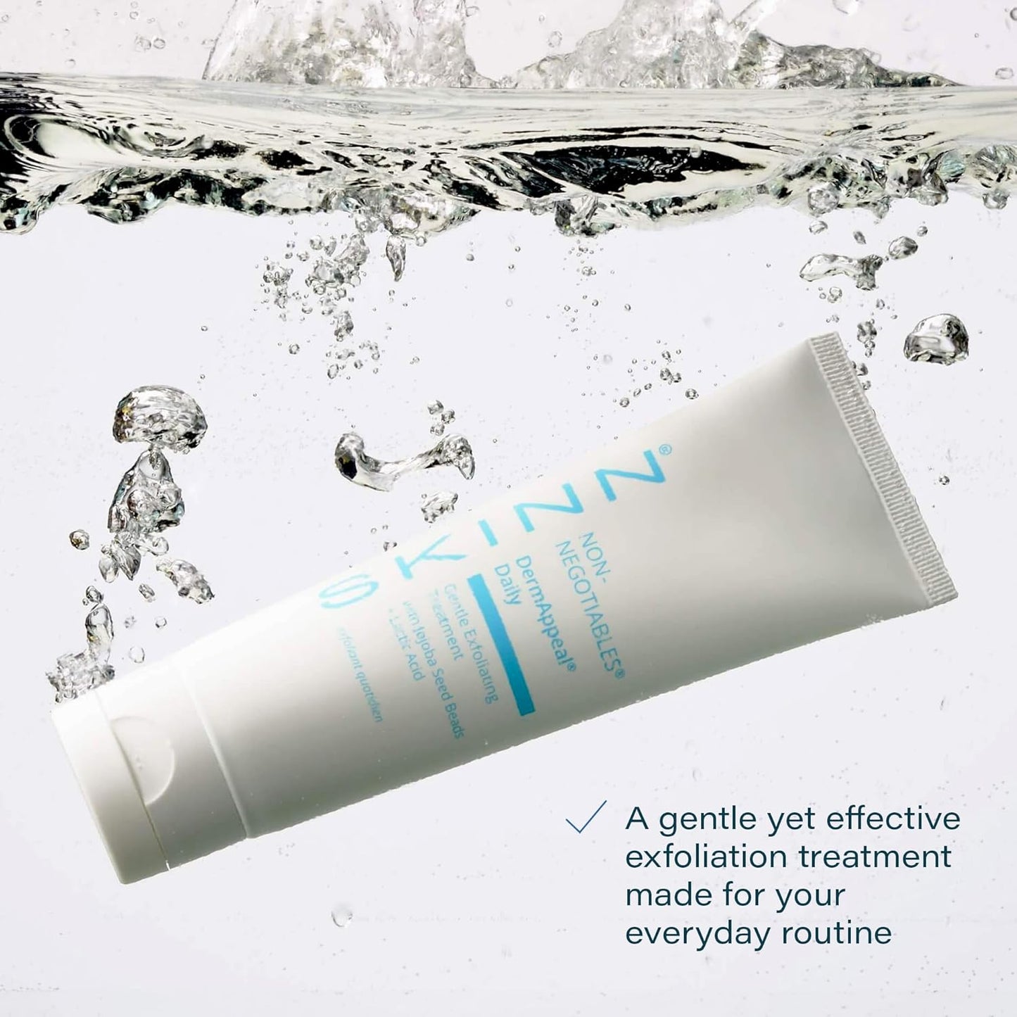 Gentle Exfoliating Face Scrub, Dermappeal Daily by SKINN - Anti-Aging Facial Treatment Exfoliator for Sensitive Skin with Jojoba Seed Beads & Lactic Acid, Smooths Wrinkles & Fine Lines