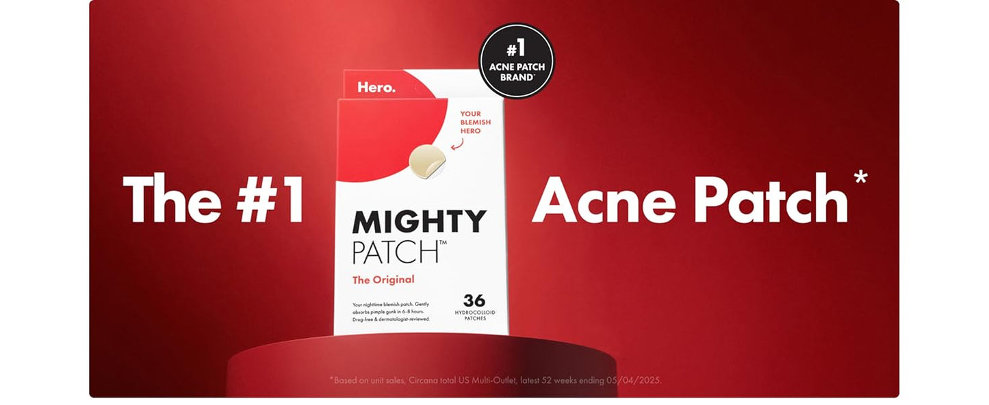 Zermet 1 Mighty Patch™ Original patch from Hero Cosmetics – The #1 Hydrocolloid Acne Pimple Patch for Shrinking Zits and Whiteheads in 1 use; Nighttime Spot Stickers for Face and Skin (36 Count)