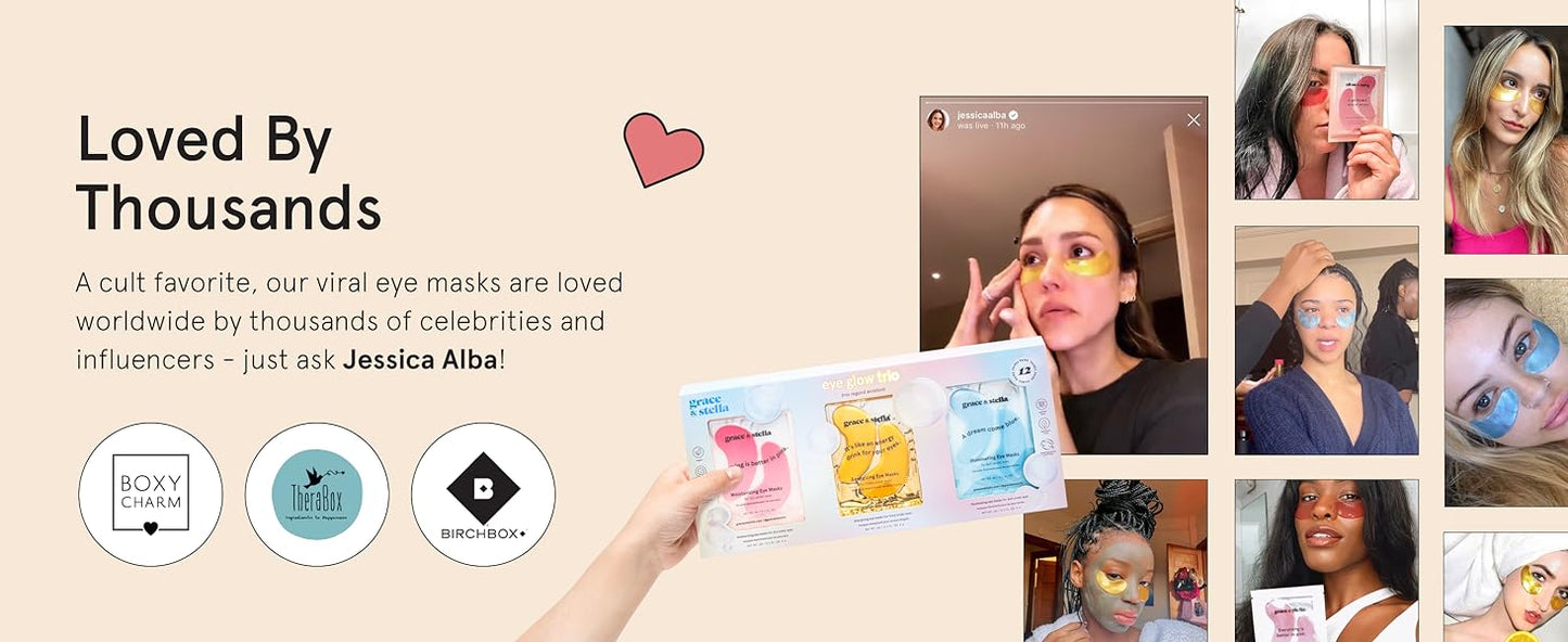 Zermet 1 grace & stella Under Eye Patches (12 pairs) Eye Masks for Puffy Eyes and Dark Circles - Birthday Gifts for Women, Bachelorette Party Favors, Bridesmaid, Self Care and Relaxation Gifts for Her - Vegan