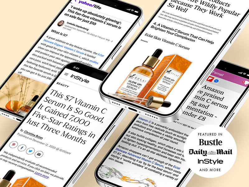 Zermet 1 Eclat Skincare Vitamin C Face Serum - Skin Care for Dark Spots, Vitamin C Serum with Hyaluronic Acid, Ferulic Acid, & Vit E - Anti Aging and Skin Brightening, Pure Vit C Facial Care - 30 ml