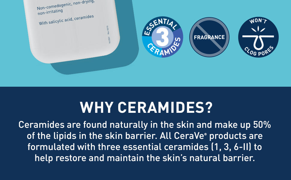 Zermet 1 CeraVe Renewing Salicylic Acid Cleanser, Formulated With Hyaluronic Acid, Niacinamide, & Ceramides, Gentle BHA Exfoliating Face Wash Smooths & Softens Skin, Non Comedogenic & Fragrance Free, 16 Ounce