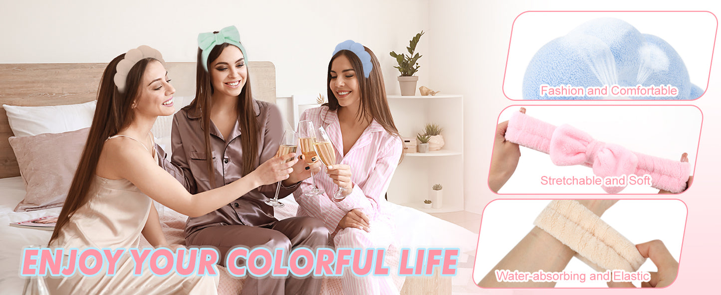 Zermet 1 Puffy Spa Headband & Skincare Headbands for Women Makeup,Terry Cloth Towel Head Band for Skin Care,Sponge Make Up Hair Band for Girls,Face Wash Wristband Scrunchies Set 4 Pcs