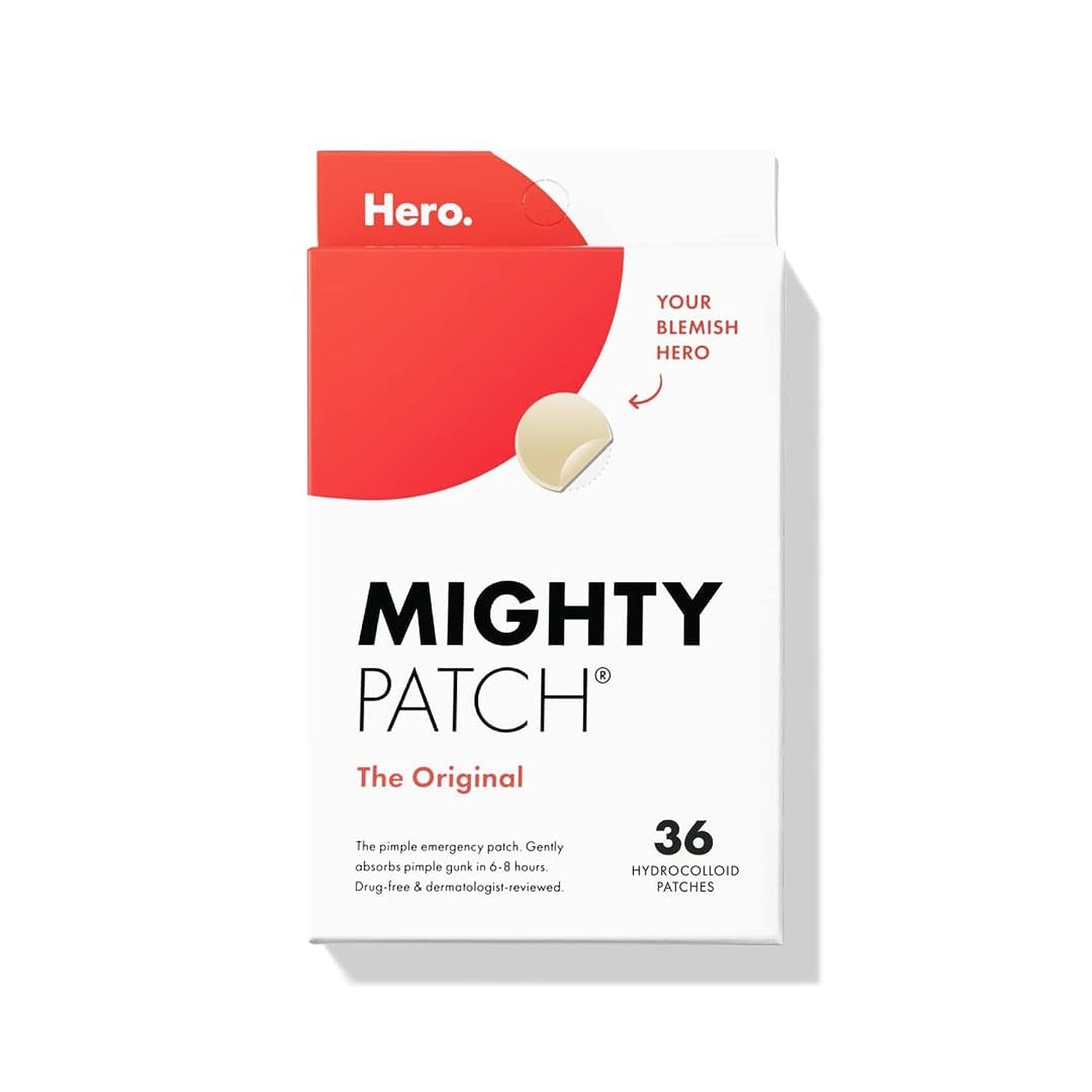 Zermet 1 Mighty Patch™ Original patch from Hero Cosmetics – The #1 Hydrocolloid Acne Pimple Patch for Shrinking Zits and Whiteheads in 1 use; Nighttime Spot Stickers for Face and Skin (36 Count)