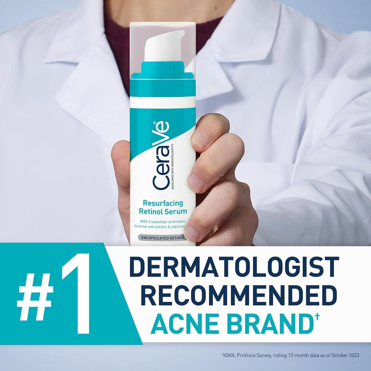 Zermet 1 CeraVe Resurfacing Retinol Serum For Post Acne Marks, Formulated With Licorice Root Extract & Niacinamide, Brightening Serum & Pore Minimizer For Face, Post Acne Skin Barrier Repair, Non-Comedogenic