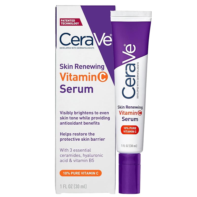 Zermet 1 CeraVe Vitamin C Serum with Hyaluronic Acid, Skin Brightening Serum for Face with 10% Pure Vitamin C, Fragrance Free, 1 Fl. Oz