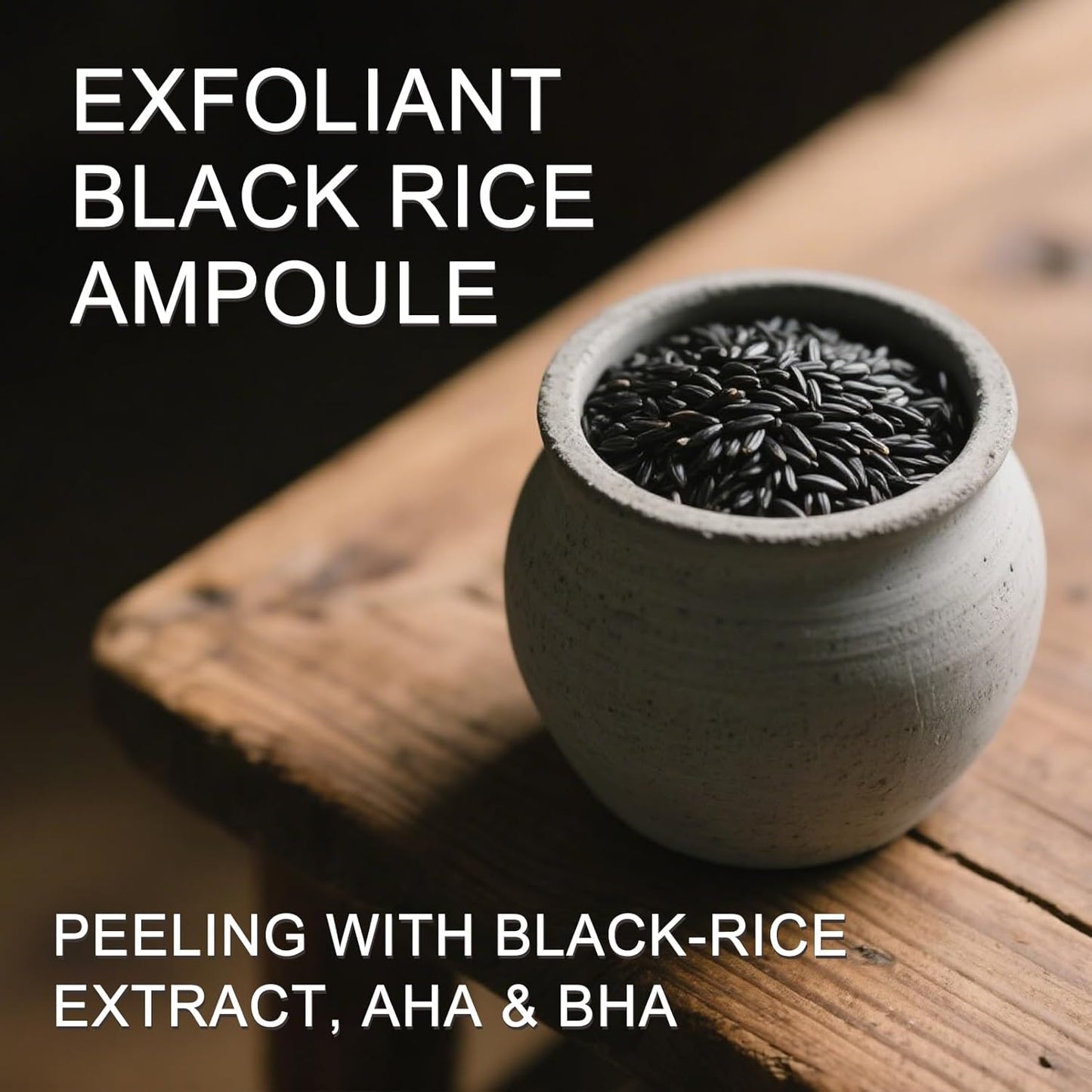 Zermet 1 Black-Rice Peeling Ampoule, Face Exfoliator Pore Minimizer for Face, Rice Ampoule Soft Exfoliating Face&Body Scrub Dead Skin Remover, Moisturizing, Smooth, Nourish, Korean Skin Care (1 Pack)